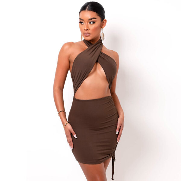 Halter Hollow Sexy Slim Hip Dress - Image 2