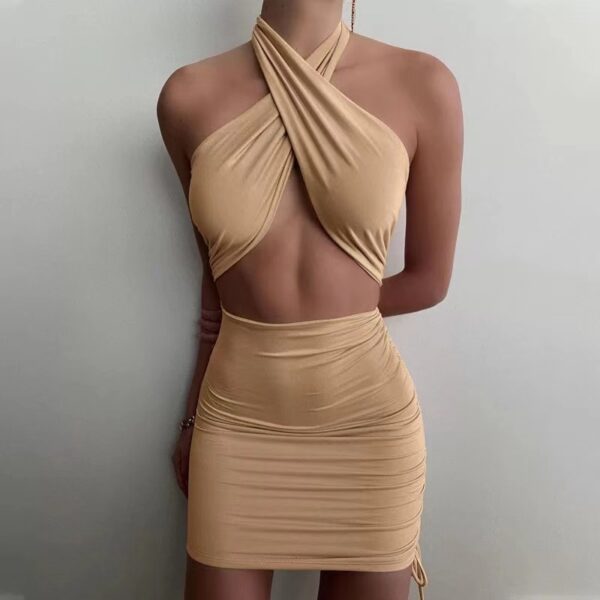 Halter Hollow Sexy Slim Hip Dress - Image 7