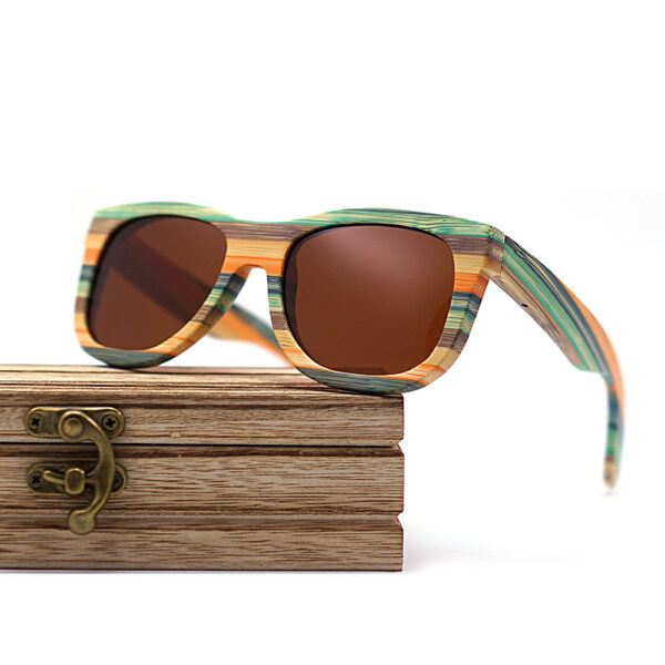 Bamboo And Wood Multilayer Laminate Color Sunglasses - Image 5