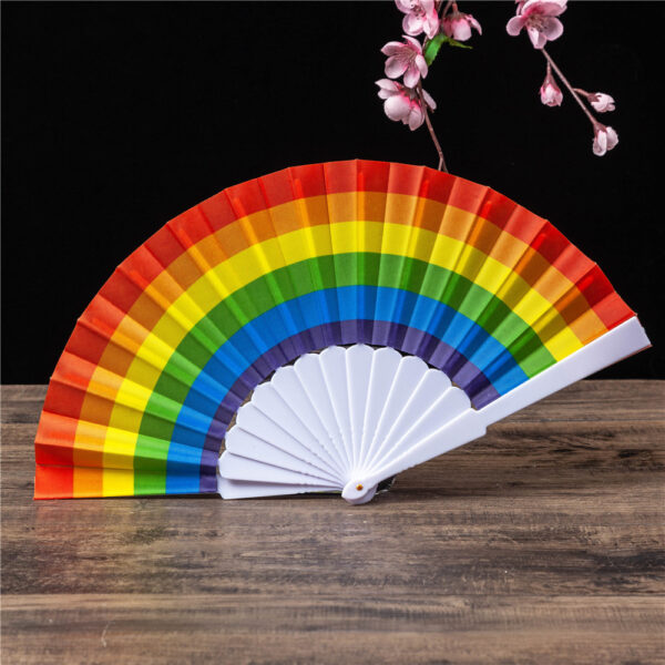 Folding Fan Plastic Rainbow Color Fan