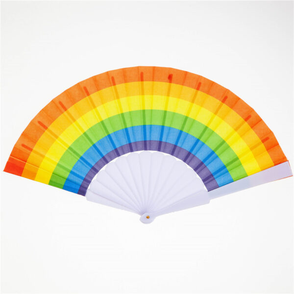 Folding Fan Plastic Rainbow Color Fan - Image 2