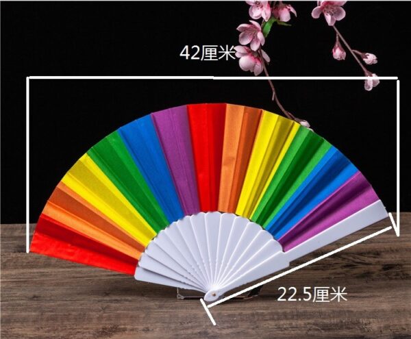 Folding Fan Plastic Rainbow Color Fan - Image 3