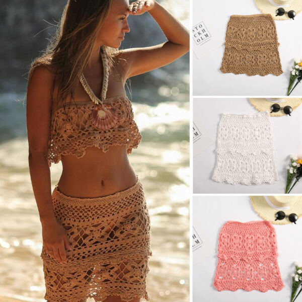 Sexy Hollow Knitted Half-length Wrap Skirt