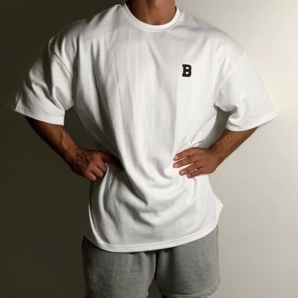 Loose Short Sleeve Drop Shoulder Cotton Heavy T-shirt - Image 8