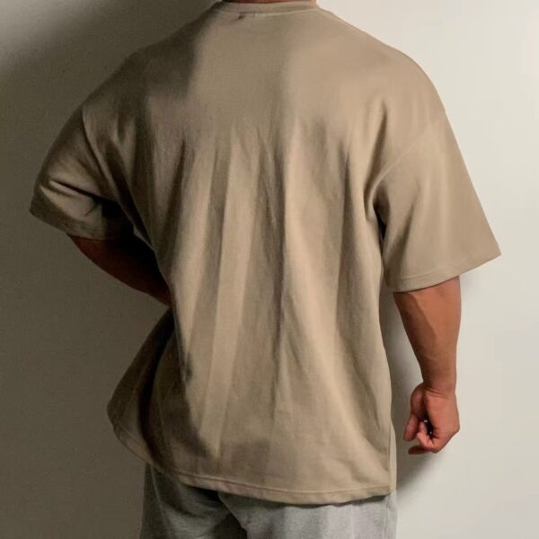 Loose Short Sleeve Drop Shoulder Cotton Heavy T-shirt - Image 9