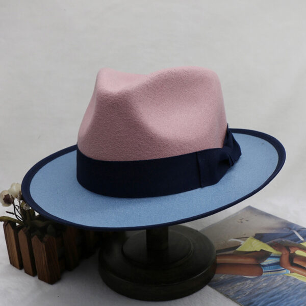 Felt Cap Dual-color Patchwork Felt Hat