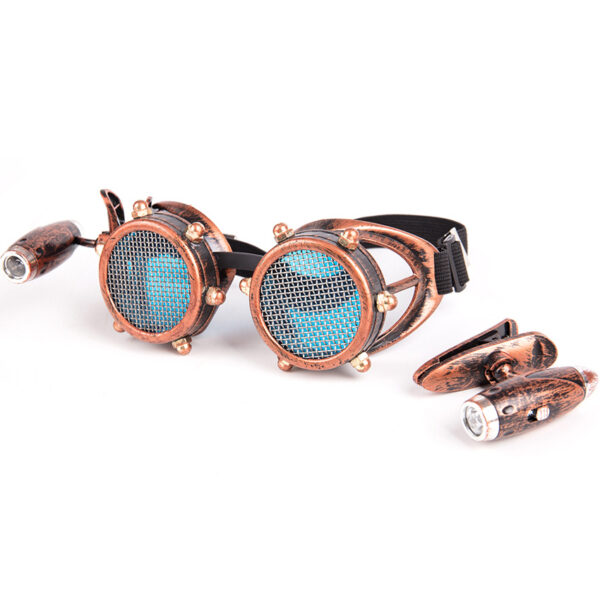 Steampunk Industrial Goggles Retro Plus LED Lights - Image 3