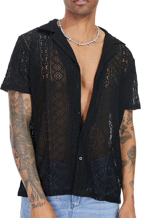 Lace Shirt Hollow Out See-through