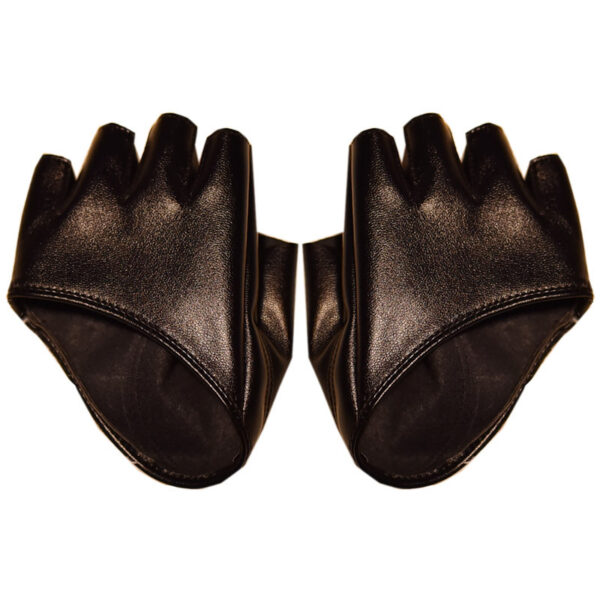 Edgy Chic: Half Finger, Half Palm Leather Gloves - Image 3