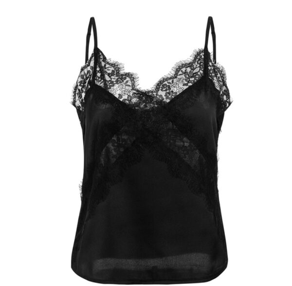 Hollow solid color lace camisole - Image 5