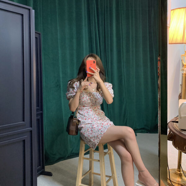One-shoulder floral dress women - Image 5