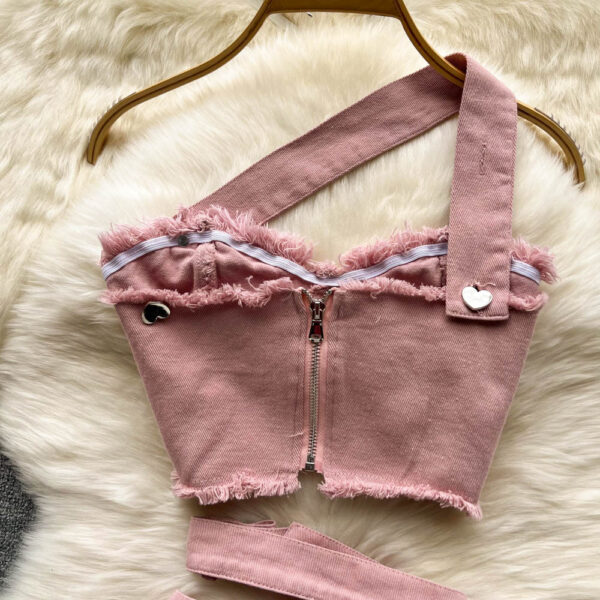 Pink Denin Elegant Outfit - Image 3