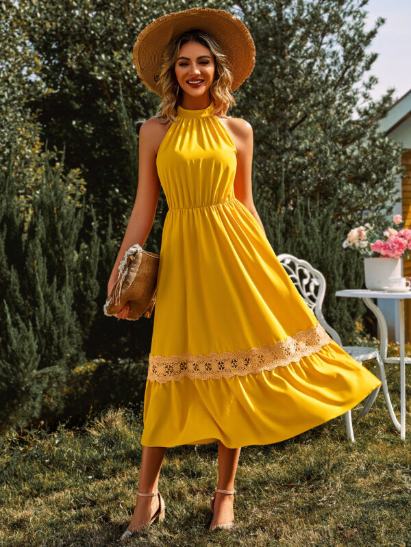 Sleeveless Halter Lace Dress - Image 9
