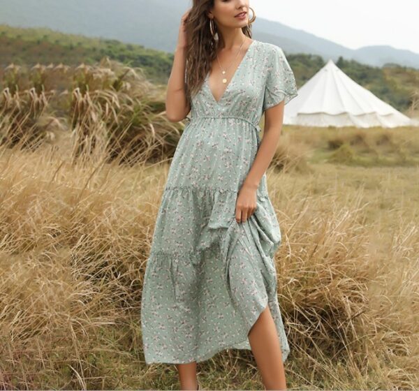 Ruffled Floral Bohemian Dress - Image 3