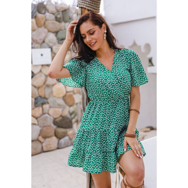 V-neck Printed Dress Women - Image 2