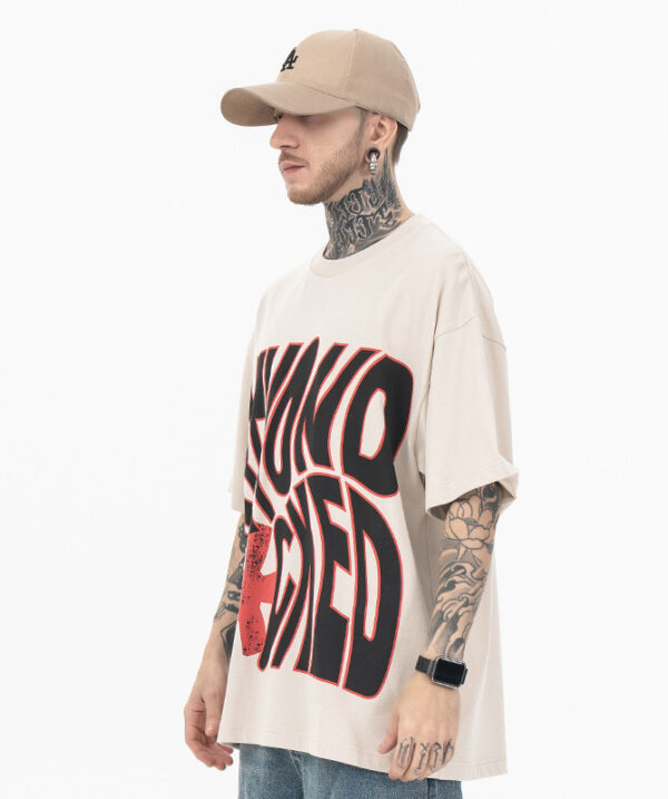 Letter Printing Round Neck Short Sleeve T-shirt - Image 5
