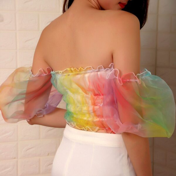 Rainbow rave puff sleeve T-shirt - Image 2