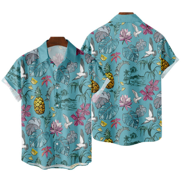 Men's Striped Shirt Striped Print Short - Image 7