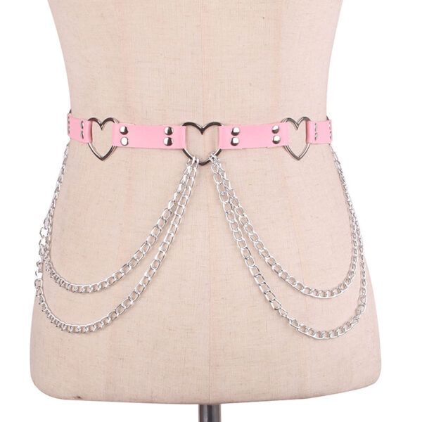 Leather Belt With Heart-shaped Metal Trim - Image 2