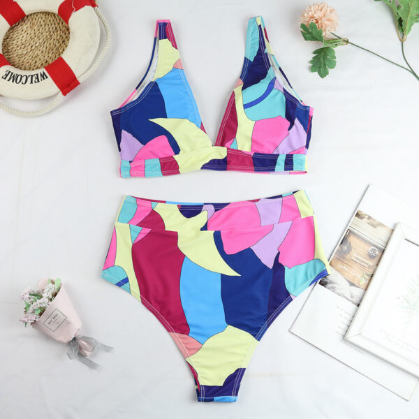 Split Swimsuit Women Geometric Pattern Printing - Image 3