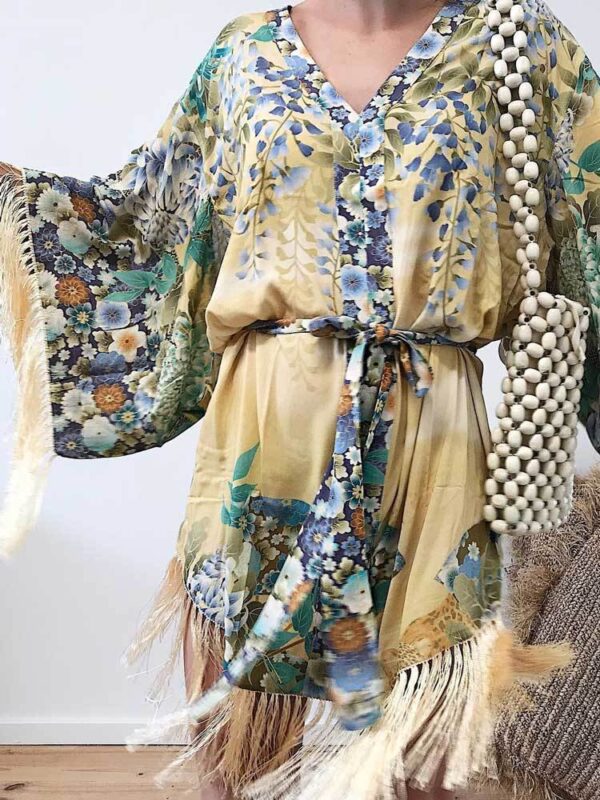 Fringe V-Neck Kimono Dress - Image 4