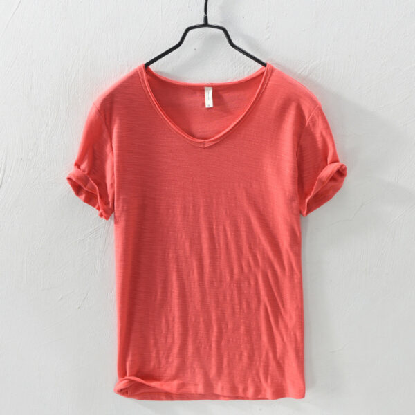 Simple Cotton Thin Breathable Slim Fit Short T-shirt - Image 4