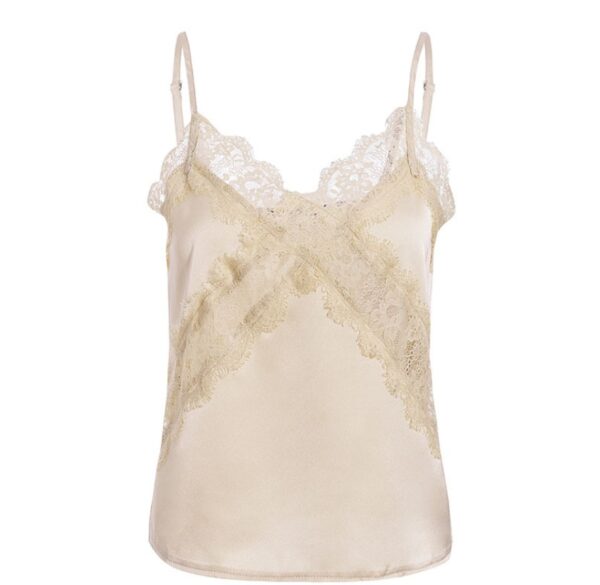 Hollow solid color lace camisole - Image 3