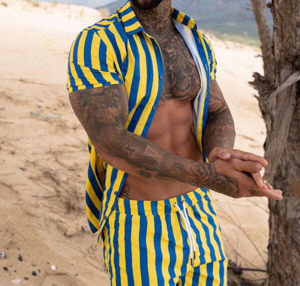 Casual Beach Vertical Striped Shirt And Shorts Suit - Image 5