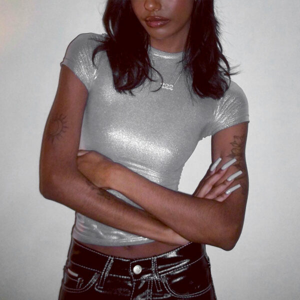 Rave Metallic Round Neck Top