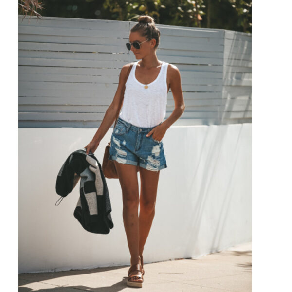 denim shorts ripped - Image 3