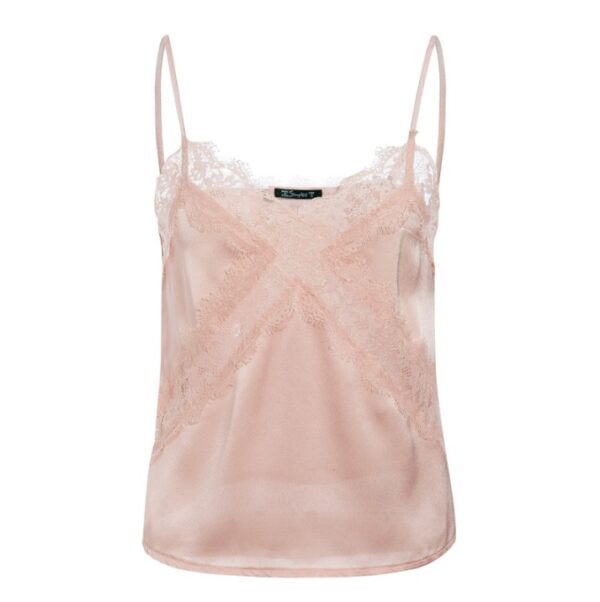 Hollow solid color lace camisole - Image 2