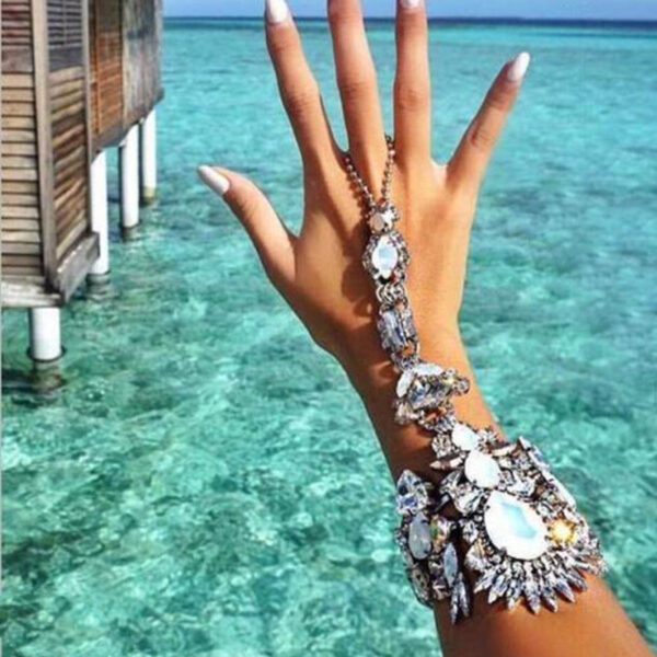 Alloy Inlaid Gemstone Exaggerated Bracelet