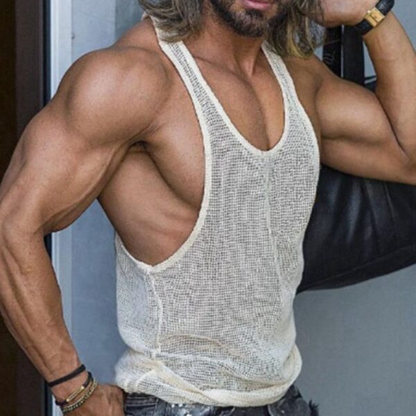 New Style White Bottoming Sweater Loose Mesh Vest - Image 5