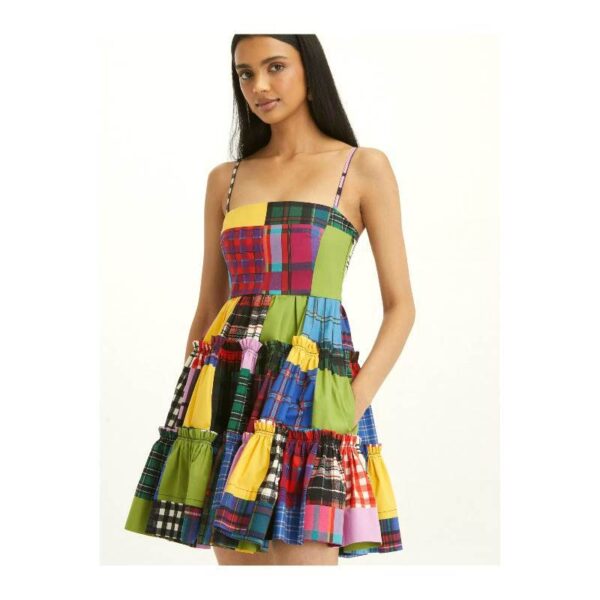 Plaid Printed Slip Dress For Women - Image 3