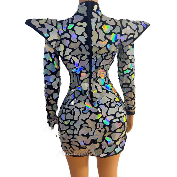 Cloth Mirrored Long-sleeved Dress - Image 4