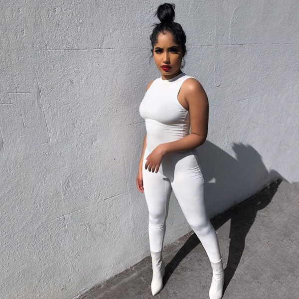 Round Neck Stitching Jumpsuit - Image 4