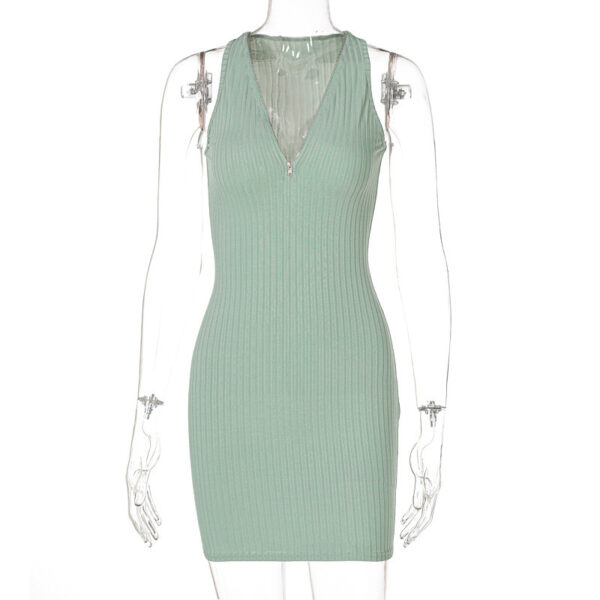 Stripe Knitted Sleeveless Mini Dress - Image 8