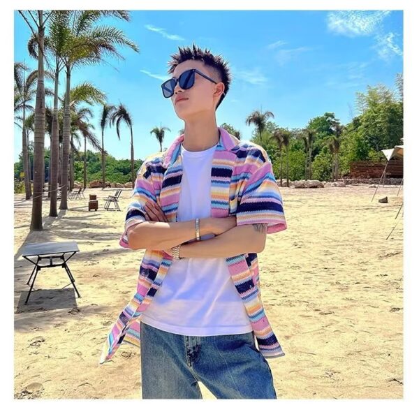 Tropical Striped Lazy Atmosphere Casual Shirt - Image 9