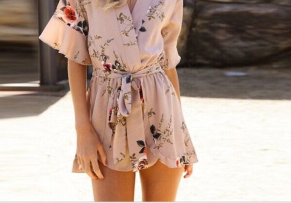 Women Floral Print Jumpsuits Beach - Image 2