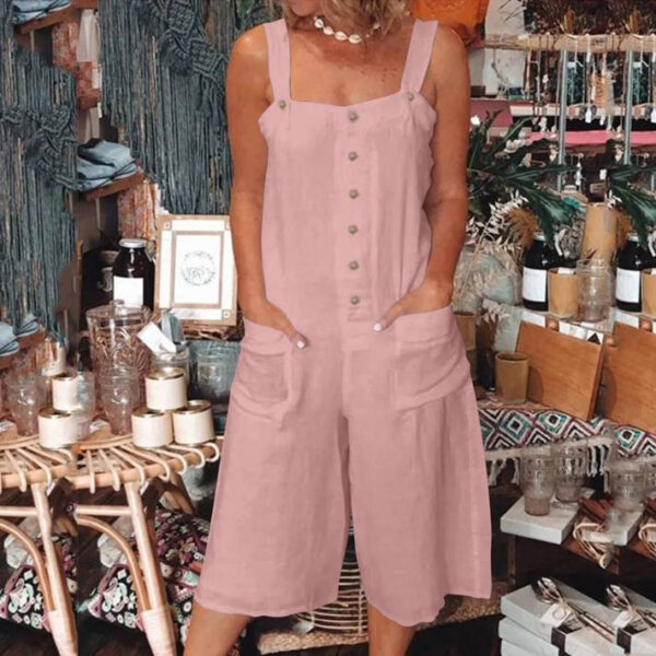 Pocket Button Casual Jumpsuit For Women - Image 5