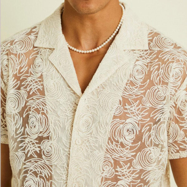 Casual Draping Hollow Lace Shirt Top - Image 2