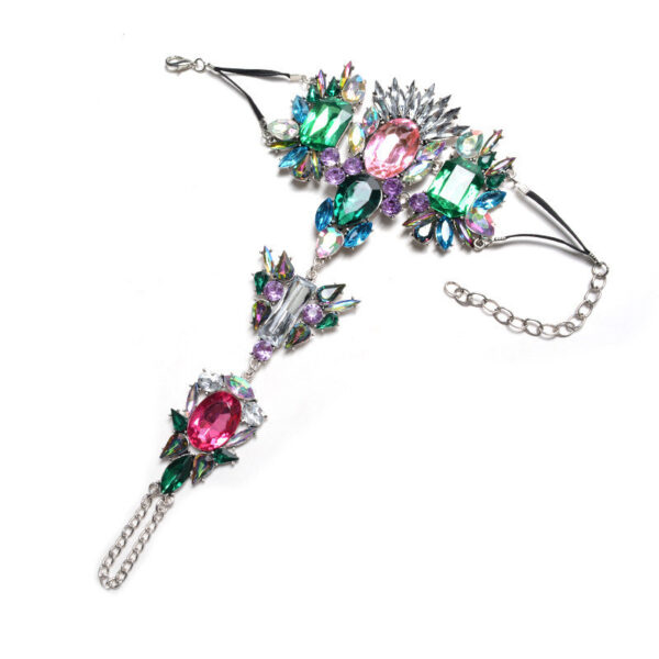Alloy Inlaid Gemstone Exaggerated Bracelet - Image 2