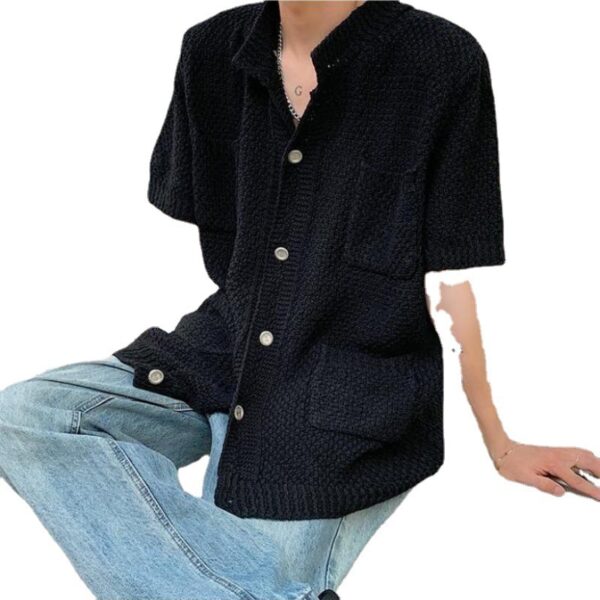 Short-sleeved Shirt Casual Knitted Jacket - Image 2