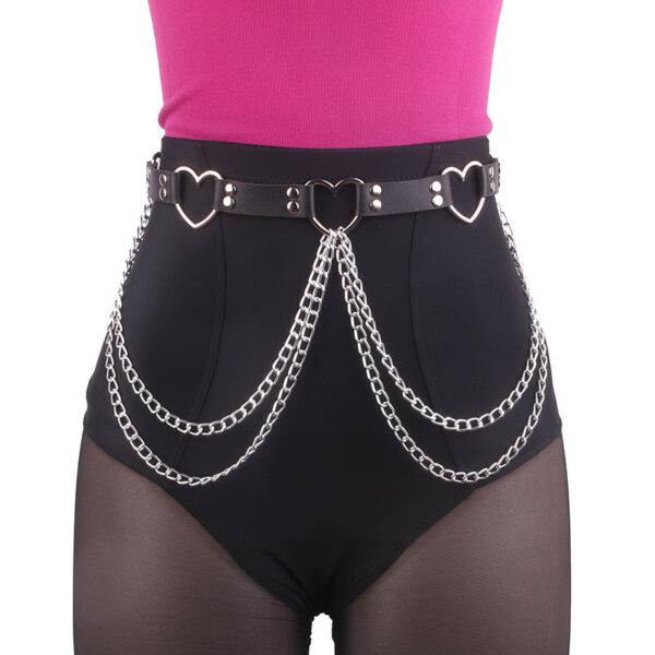 Leather Belt With Heart-shaped Metal Trim - Image 4