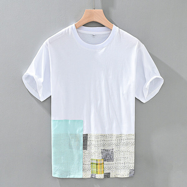 Thin Stitching Design Linen Short-sleeved T-shirt