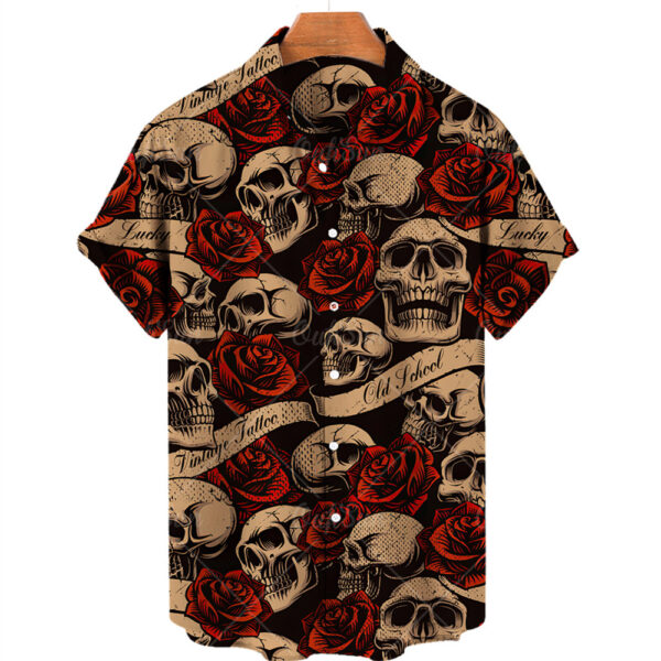 Printing Lapel Short Sleeve Shirt - Image 7