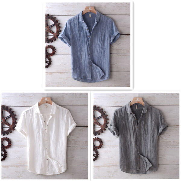 Solid Color Retro Distressed Linen Shirt - Image 10