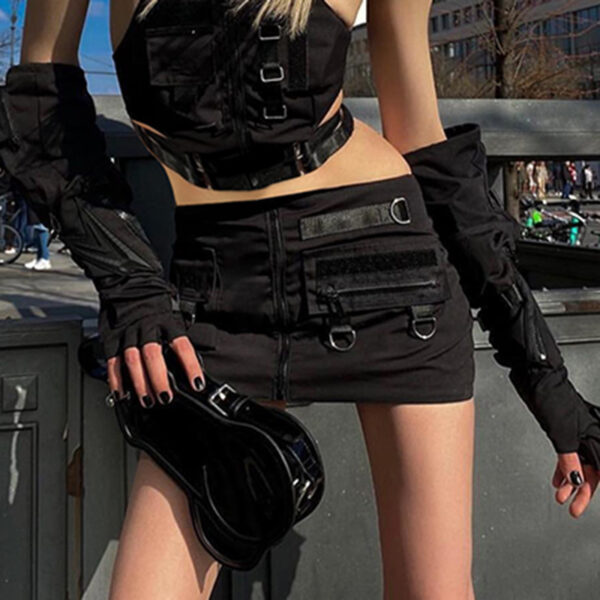 Stitching Metal Buckle Hip Skirt - Image 6