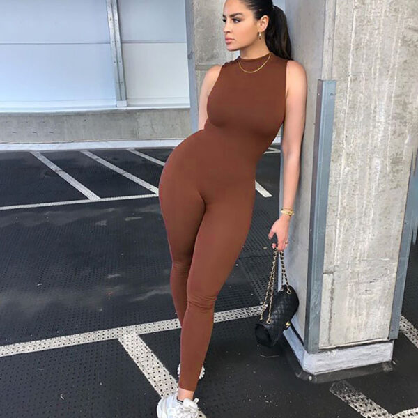 Round Neck Stitching Jumpsuit - Image 5