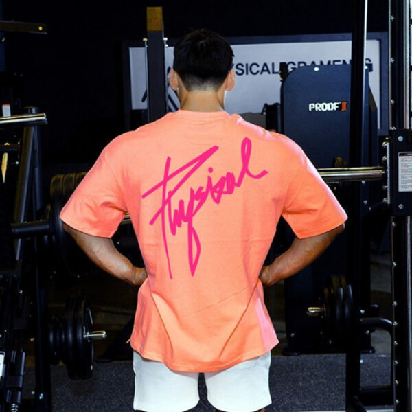 Pure Cotton Half-sleeved Loose Casual Fitness T-shirt - Image 4